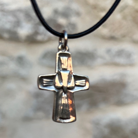 Sterling Handcrafted Cross Leather Cord - Picture 3 of 4